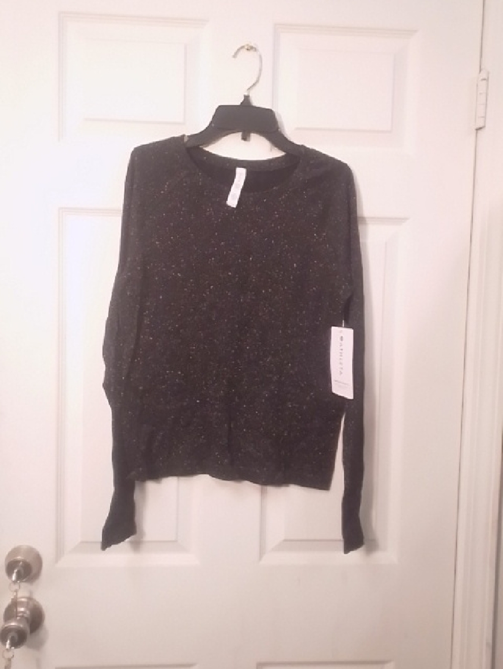 Athleta Momentum Seamless Top NWT Black Sparkle Long-Sleeve Pullover A52